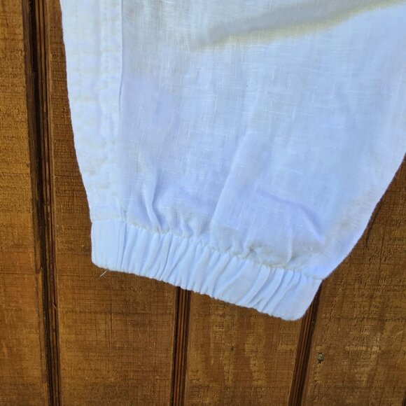 Athleta Womens White Linen Joggers With Zipper Pockets & Elastic Waist Size 8 - Picture 6 of 9